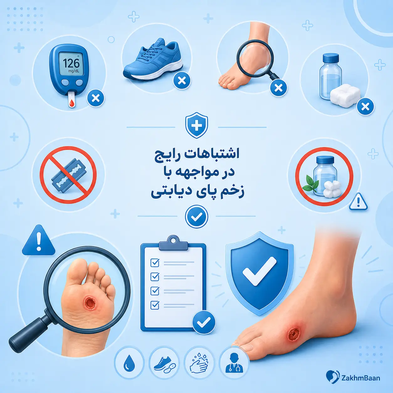 اشتباهات رایج در مواجهه با زخم پای دیابتی
